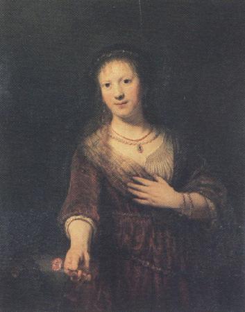 REMBRANDT Harmenszoon van Rijn Portrait of Saskia as Flora (mk33) oil painting picture